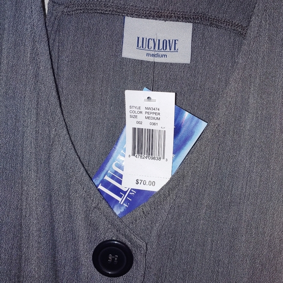 Lucy love gray planet Jumpsuit Nwt medium buttons - Picture 5 of 9